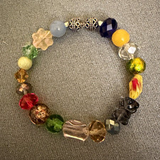 Multicolor Glass Beaded Stretch Bracelet, Sil...
