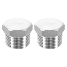 2pcs 304 Stainless Steel Pipe Plug Fitting 1" NPT Male Thread Outer Hex Head