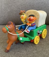 Tyco Preschool Jim Henson Sesame Street Bert Ernie Horse Wagon Bump  Go 8.25"
