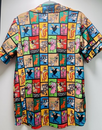 Vintage Cartoon Network Animation Characters Camp Shirt Size M 1990s Gen Z Icons - Picture 3 of 5