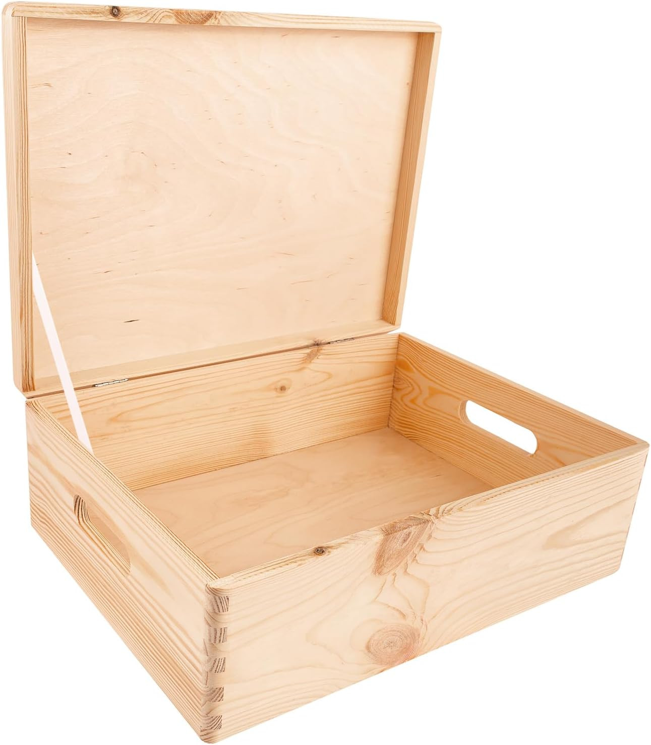 Contenitore XL Legno 40x30x13 cm Multi-Uso con Coperchio e Manici