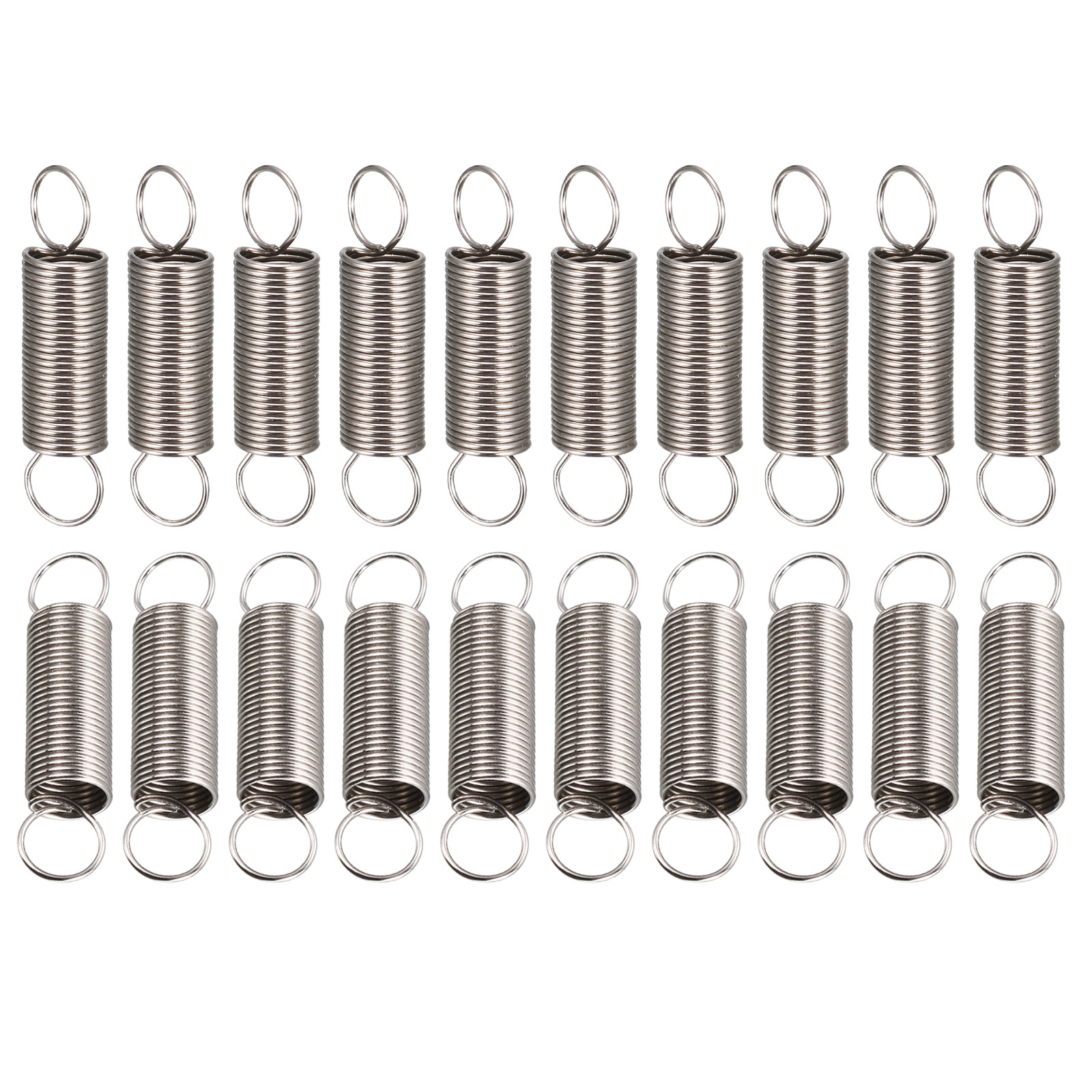 20-Pack 0.5x6x25mm Silver Extension Springs WxODxL Compressed Extended