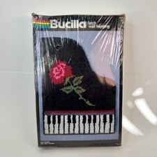 Bucilla Baby Grand Latch Hook Wall Hanging Craft Kit Rose Piano Keyboard Sealed