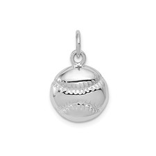 14k White Gold Baseball Pendant Charm Stitched Design Sports Jewelry Unisex