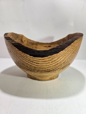 Hand Turned Wood Oak Bowl Natural Edge. 5" Tall X 8" Wide Hand Made