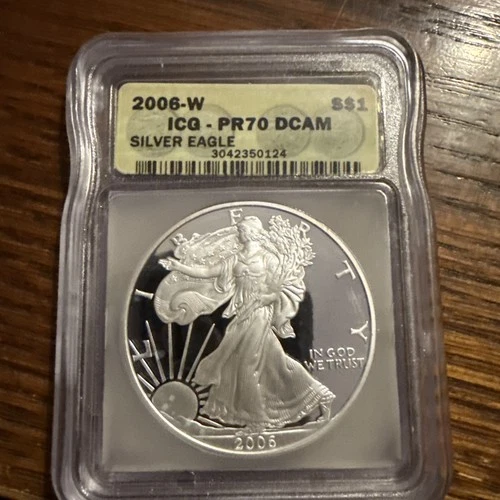 2006 W American Silver Eagle Proof Coin ICG PR70  DCAM .999 1 Ounce