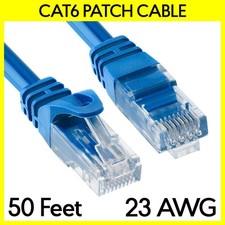 50 Feet Cat6 Cable Blue LAN Cat 6 Ethernet Patch Cord RJ45 Internet Modem Cable