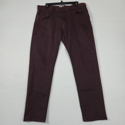 Todd Snyder Men Burgundy Solid Slim Fit 5 Pocket Jeans Pants 34x30