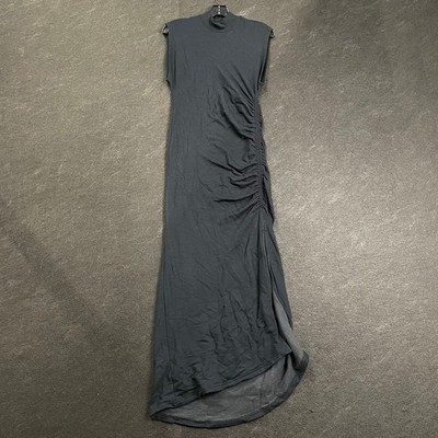 DAILY PRACTICE Mock-Neck Ruched Midi Dress Women's Size S Black 