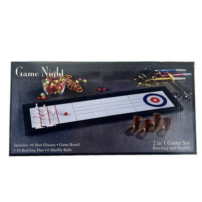 Game Night Tabletop Bowling & Shuffleboard Drinking Game Party Bar Set