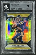 JSY# 3/10 RUSSELL WILSON BGS 9 2016 PANINI PRIZM #193 TRUE GOLD PRIZMS SEAHAWKS