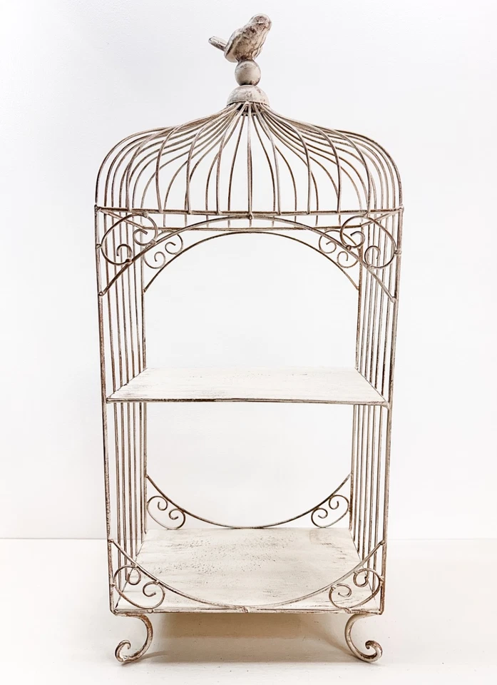 Birdcage Metal 2 Shelf French Country Étagère Shabby Chic Plant Stand Wedding - Image 2 of 4