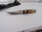 Bowie Fixed 5-1/2" Blade Hunting Survival Knife Faux Bone Handle w/ Sheath Japan — photo 4