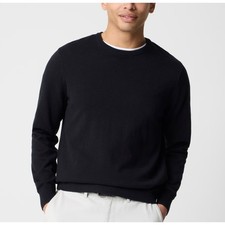 J.Crew Cotton Crewneck Sweater-Tee Mens S Black Classic Fit Lightweight Pullover