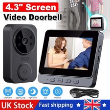 4.3" Monitor Wireless Video Doorbell Smart Camera Door Bell Intercom Security UK