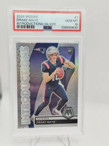 2024 Panini Mosaic Drake Maye #1 Silver Prizm Rookie Patriots PSA 10