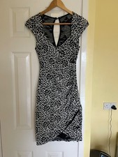 LIPSY ladies black patterned sleeveless lace party dress size 8