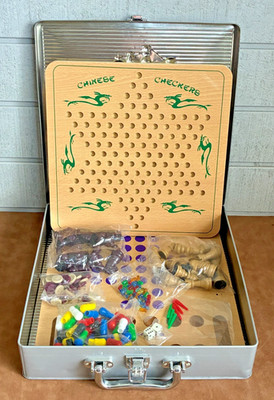 CARDINAL INDUSTRIES Multi Game Travel Set w/ Metal Carrying Case ~ Pieces SEALED