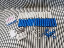 Pro Perm Spiral Rods Lot Hair Curlers Blue White Clips Salon Perm Set
