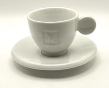 Nespresso White Porcelain Lungo Demitasse Espresso Cup & Saucer Made in Germany