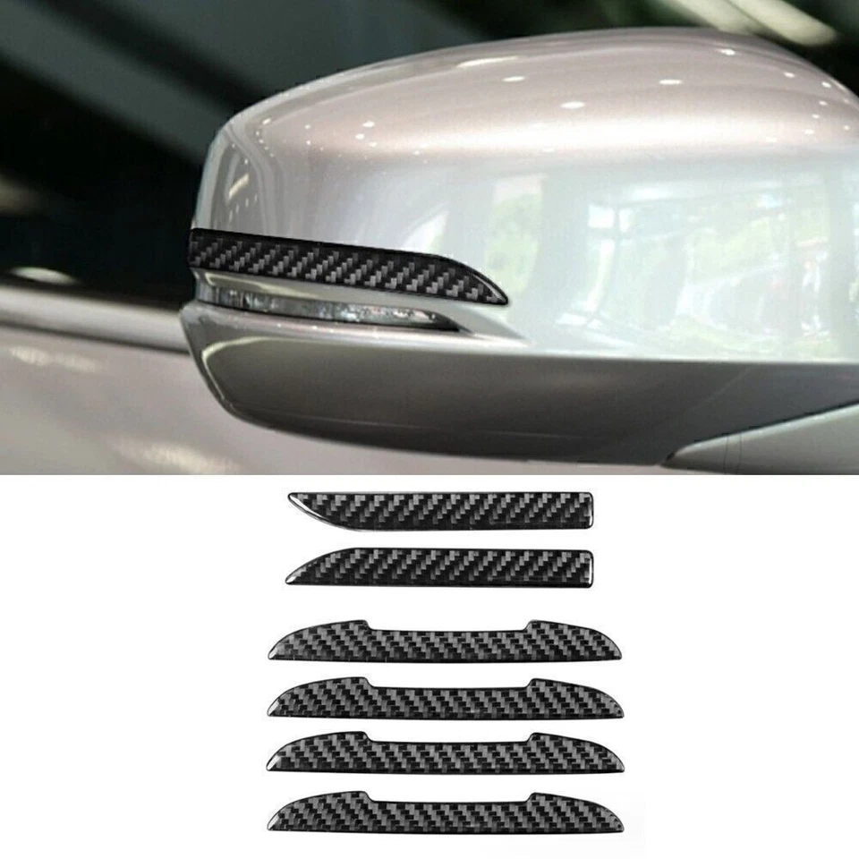 6x Four Season Rearview Mirror Anti-Scratch Strip Black Carbon Fiber Protector - Imagem 3 de 4