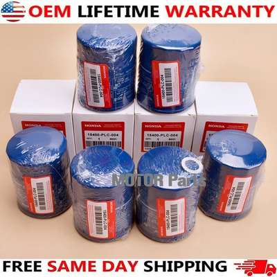 #ad 6pcs OEM For Honda Genuine Oil Filters WITH Drain Plug Washer 15400 PLC 004 USA $31.95
