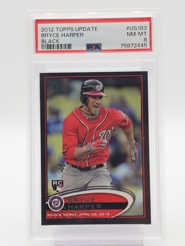 BRYCE HARPER 2012 TOPPS UPDATE BLACK ROOKIE #US183 /61 NATIONALS PSA 8 Q4738