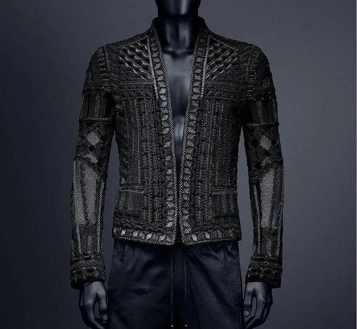 Balmain X H&M Velvet Black Embroidered Jacket RARE Limeted Edition - Bild 2 von 4