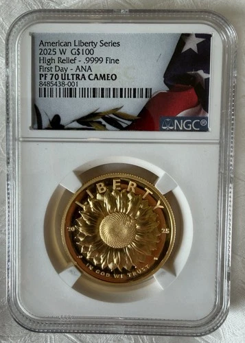 2025 W Gold American Liberty $100 NGC PF70 UC First Day - ANA Label