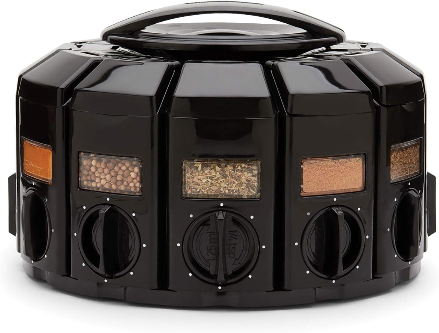 Kitchen Art Spice Rack Select-A-Spice Auto-Measure Carousel 12 Black