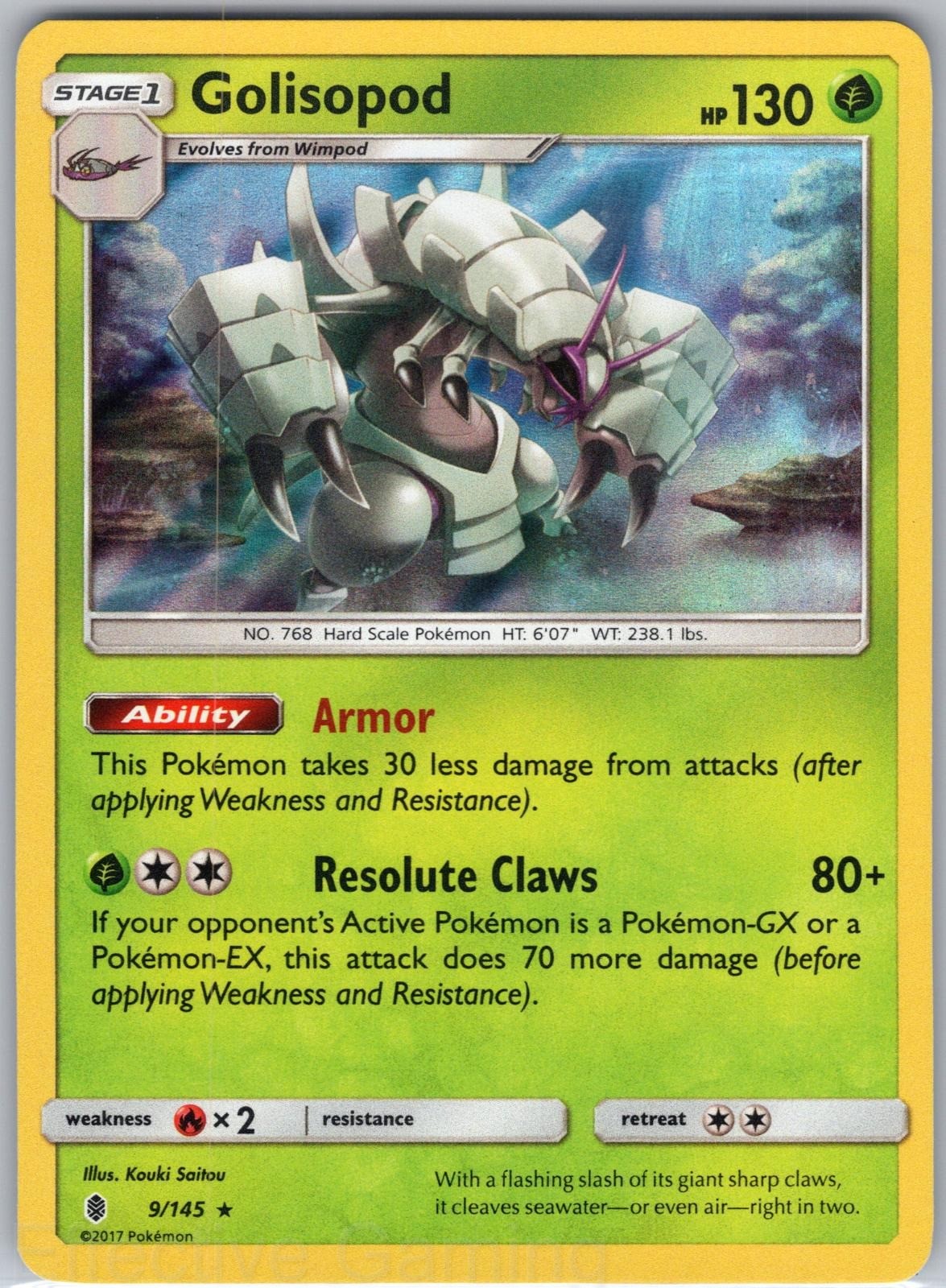 Golisopod 9/145 Holo Rare Guardians Rising Pokemon NM