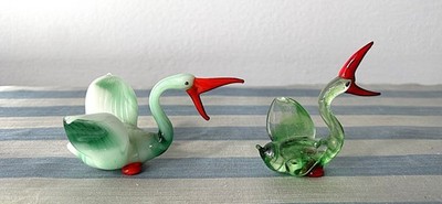 Paar schöne Vintage Murano Pirelli Stil Lampwork Glas 50er 60er Pelikane