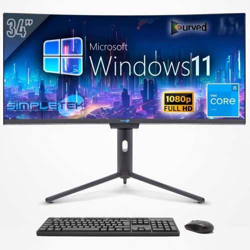 Aio All IN One i5 34 " Curved FHD Windows 11 4GB 120GB Gaming Computer