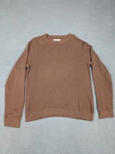 REI Co-op Sweater Mens Small Brown Waffle Knit Crewneck Pullover 100% Cotton