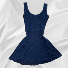 Abercrombie & Fitch Lace Mini Dress Fit Flare Navy Blue Party Cocktail Small