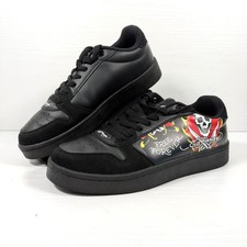 Ed Hardy Black Skull Flame Free Forever Shoes Sneakers Mens Size 7.5 Womens 9.5