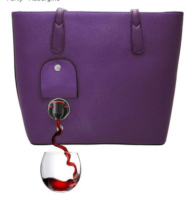 Classic Tote Bag - Vegan Leather Wine Purse with Hidden Spout and Dispenser F...