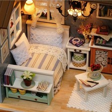 DIY 3D Mini Wooden Toy Miniature Dollhouse Kits Doll House Model Building