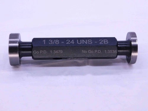 NEW 1 3/8 24 UNS 2B THREAD PLUG GAGE 1.375 GO NO GO P.D.'S = 1.3479 & 1.3536