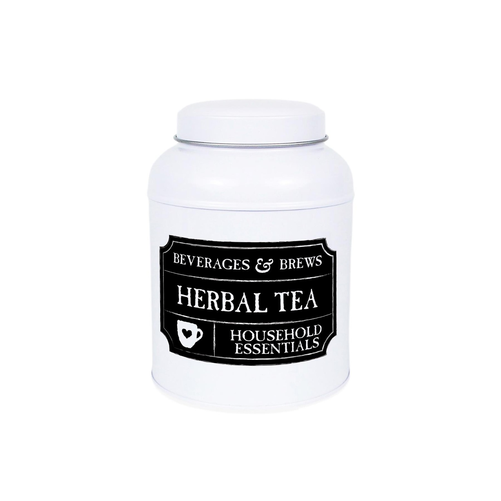 Herbal Tea Canister - Black Chalkboard-Style Small Domed Kitchen Storage Tin