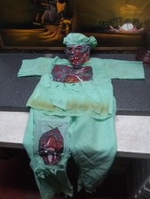 Child Medium 8-10 Green Zombie Halloween costume complete