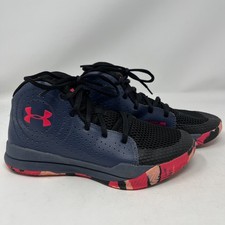 Under Armour Jet Youth KIds Basketball Shoes Sneakers Sz 5Y Navy Blue Pink Camo