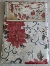 Victoria Classics Christmas Tablecloth 60 x 120 Red Poinsettias New Shimmery