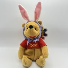 Disney Mouseketoys Easter Bunny Pooh 8  Bean Bag Plush With Detachable Tail