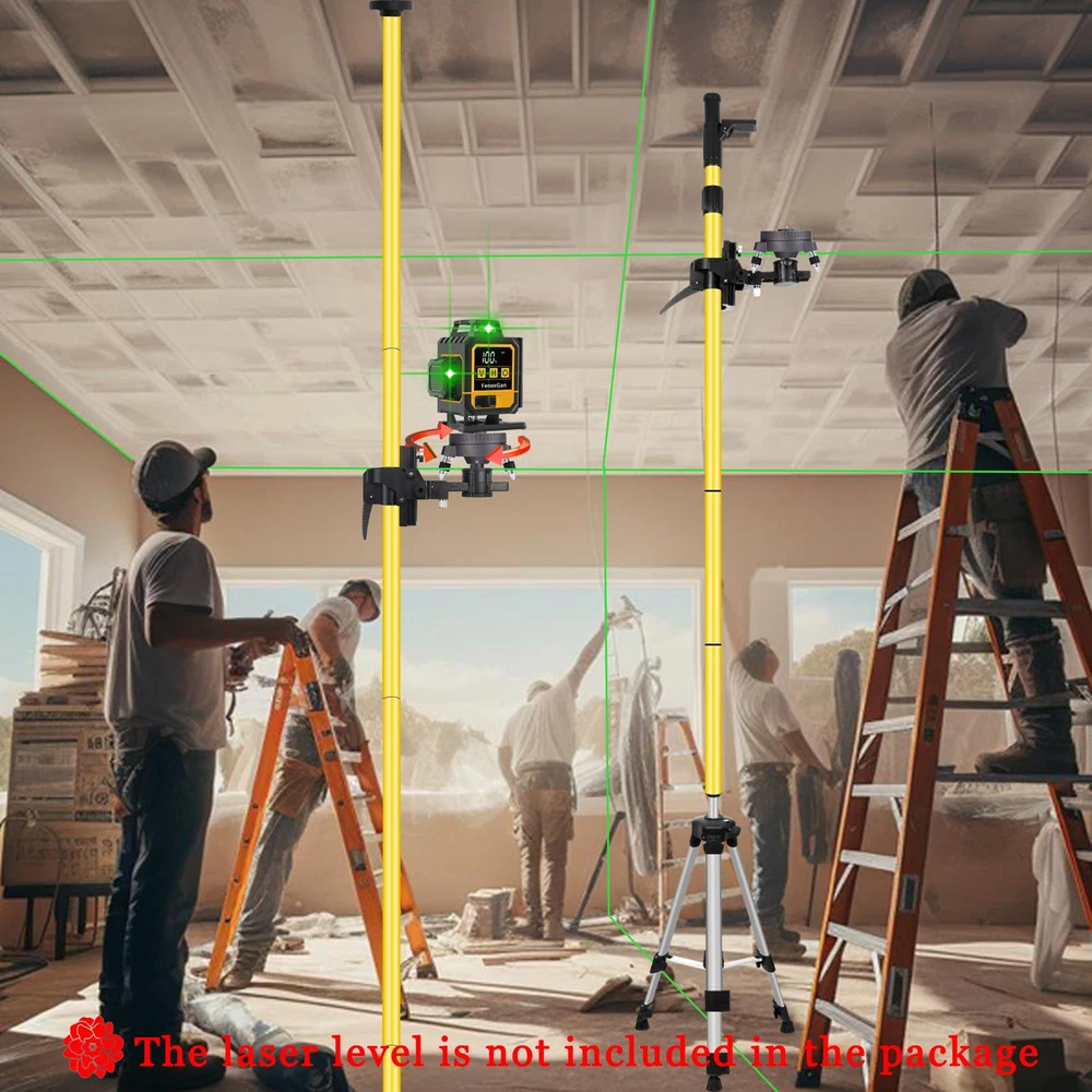 Laser level pole telescoping with electric rotating base 13.8 feet/4.2M laser...