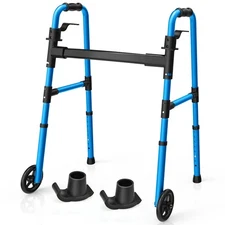 Walker for Seniors, Lightweight Compact Folding Standard Walking Frame with 2...