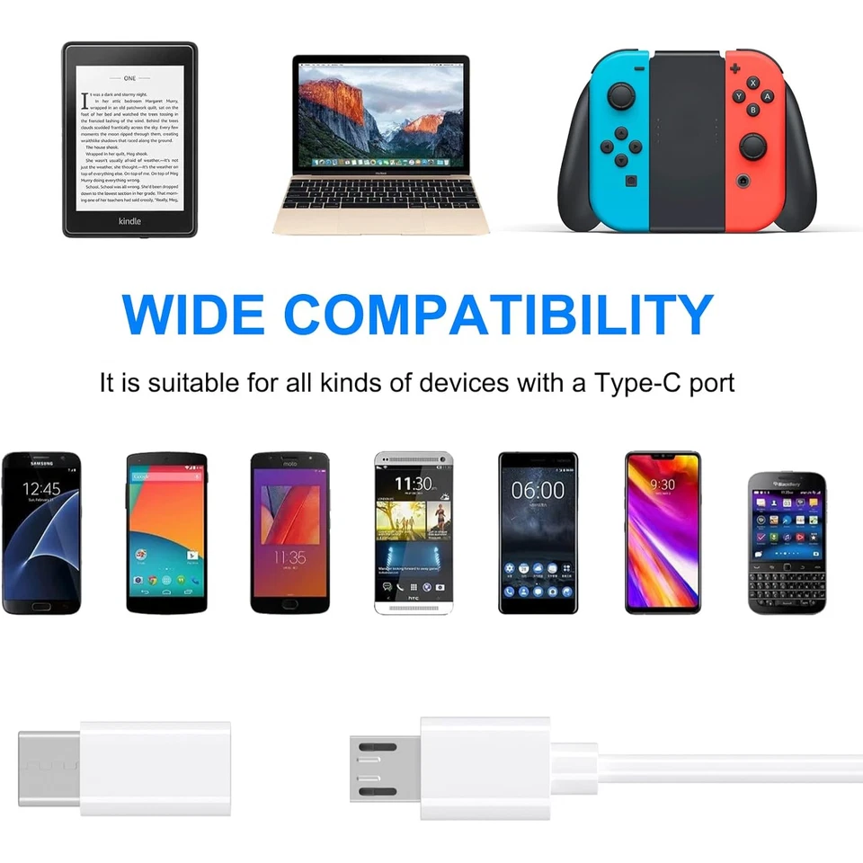 2 x Type C Male to Micro USB Female USB-C Adapter Converter UK White New - Image 2 of 4