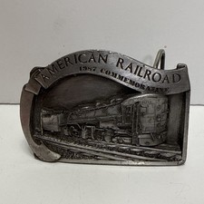 VTG 1987 American Railroad Commemorative Train Belt Buckle USA  750 of 5000