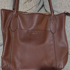 LODIS Brown Pebbled Shoulder Bag Gold Hardware Zip Closure Zipper Accent