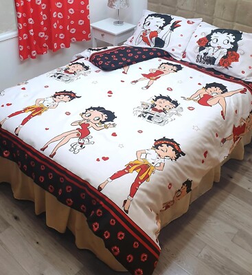 Betty Boop 'ERAS' weiß rot schwarz KÖNIGSGRÖSSE Bettdecke Bettbezug Bettwäsche Set Geschenk